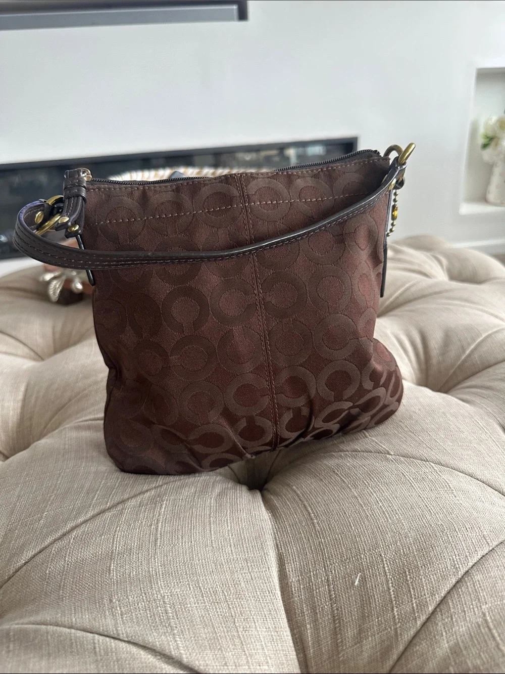 Coach Chocolate Signature Jacquard Shoulder Bag